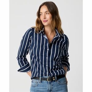 NWT! J Crew Factory - Lightweight Cotton Button Down Shirt - Navy/White -  PS